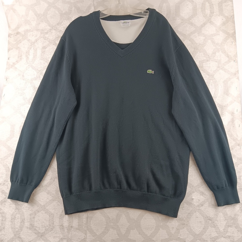 Lacoste Mens V Neck Sweater Long Sleeve Classic Fit Black Size 6
